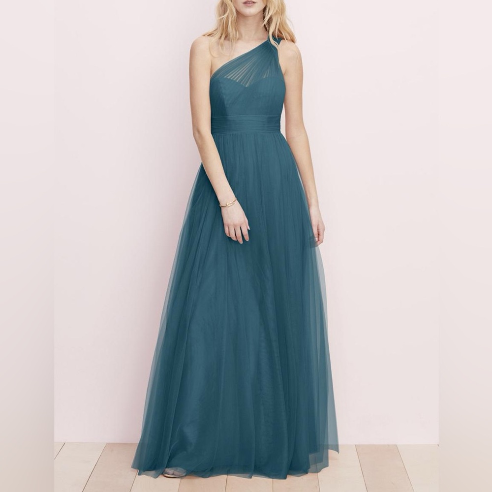 WTOO by Watters "Rue" One Shoulder Bridesmaid Dress in Teal